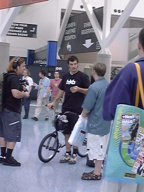 Matt Hoffman meeting people in the lobby after a half-pipe performance.