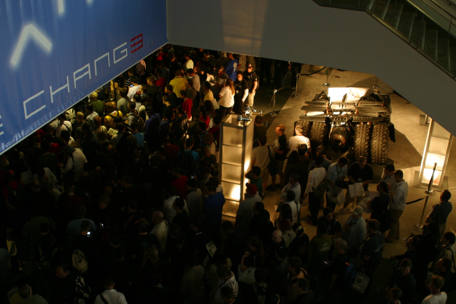 Crowds pack into the convention center entrance — the E3 crush was real.
