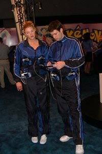 Getting GBAs wired at the Nintendo booth, it's good to see a guy on the floor.